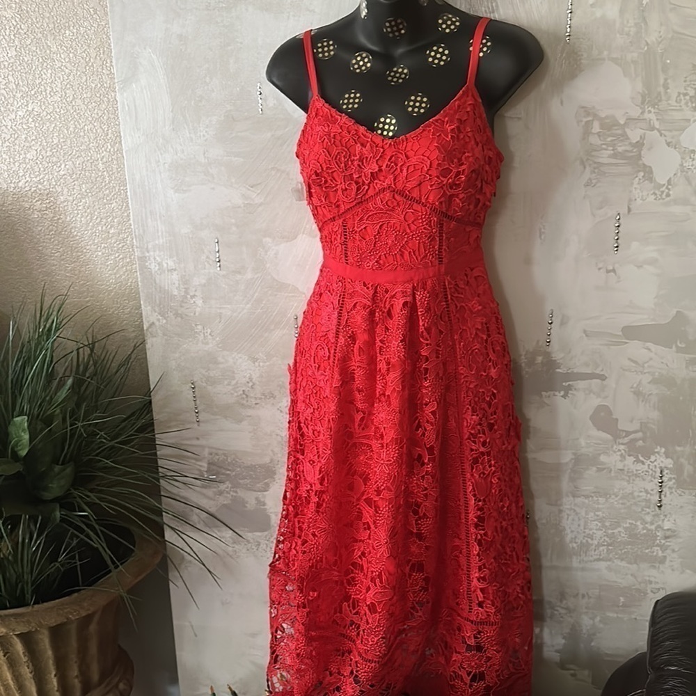 Ted Baker Red Lace Pocket Empire Waist valentines day dress US Size 2 NWT - Picture 15 of 17